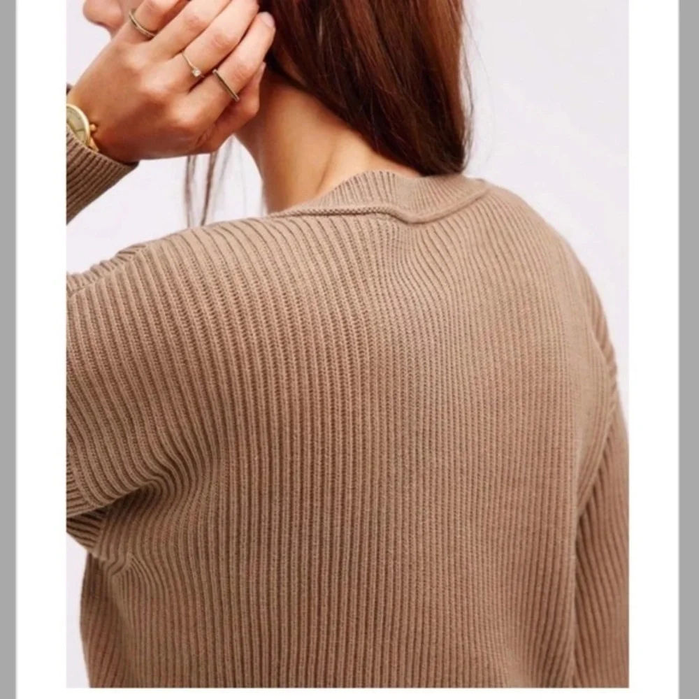 Free People Allure Taupe V-neck Sweater